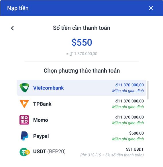 Các phương thức thanh toán trên KikiLogin